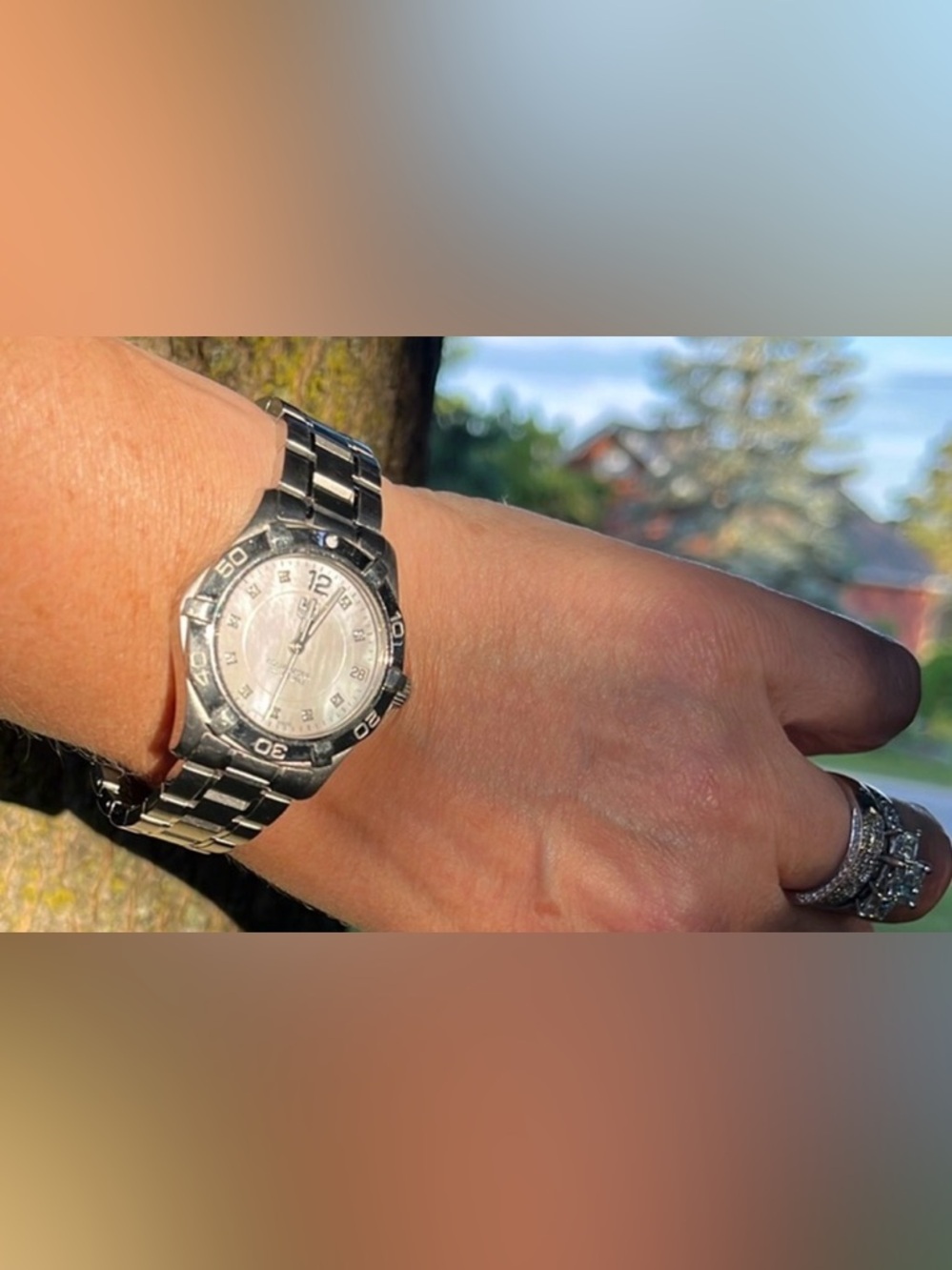 AUTHENTIC TAG HEUER SS Aquaracer Mother of Pearl Diamond Dial 32MM Watch - Picture 8 of 16